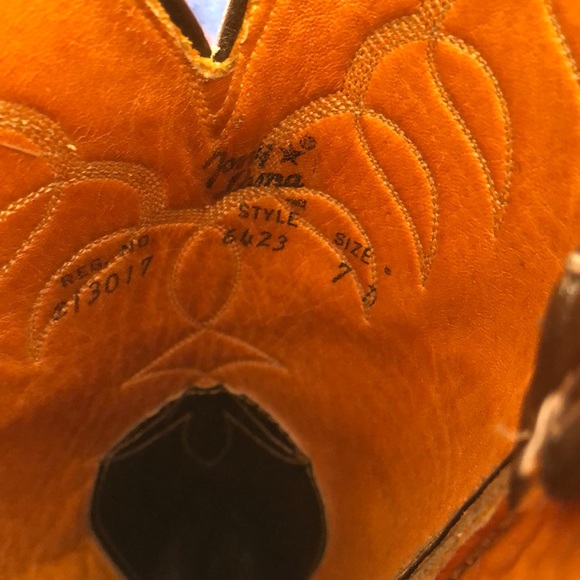 Tony Lama men’s tall heeled leather cowboy boots - Picture 7 of 7